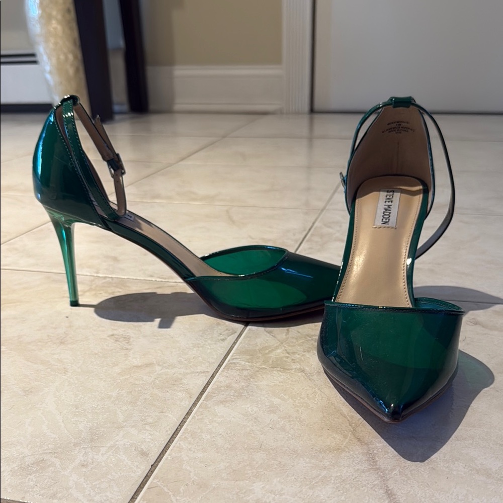 Steve Madden Green Stiletto Heels with Ankle Strap